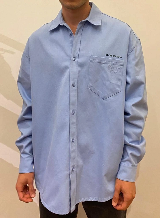 Рубашка Martine Rose Long Sleeve Overshirt Pale Blue