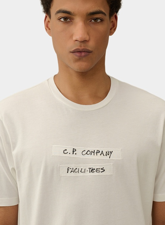 Футболка C.P. Company 4/1 Jersey Graphic Gauze White