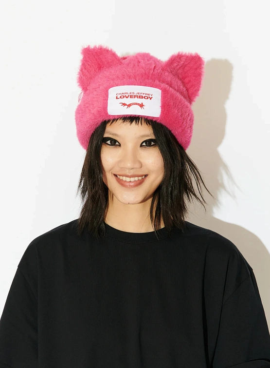 Шапка Charles Jeffrey Loverboy Fluffy Chunky Ears Pink