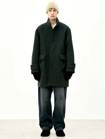 Пальто COOR Cashmere Blend Stand Collar Dark Green