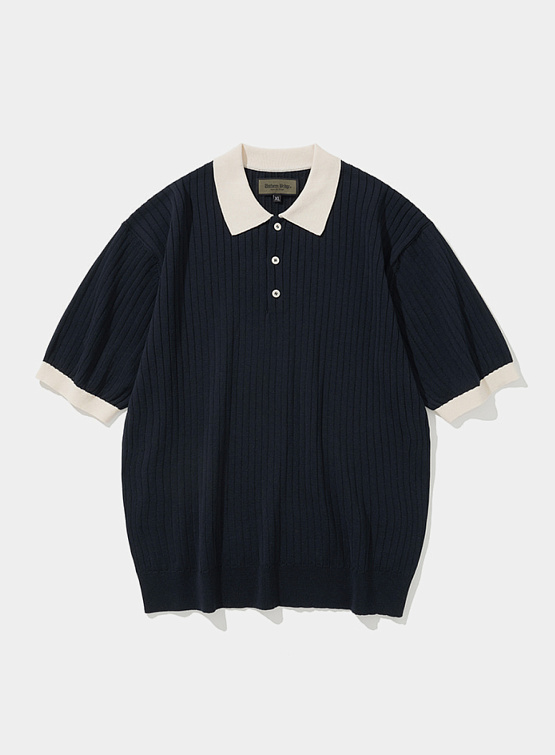 Поло Uniform Bridge Ribbed Polo S/S Knit Deep Navy