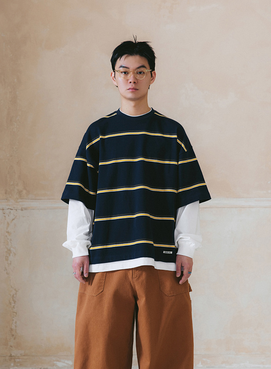 Лонгслив ANGLAN Round Layering Stripe Long Sleeve Navy