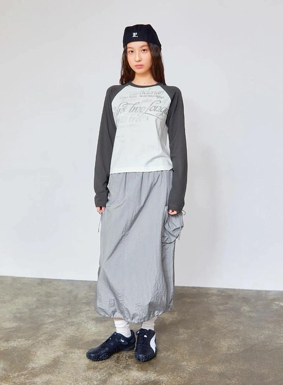 Женский лонгслив LMC Wm Gradation Lettering Raglan Long Charcoal