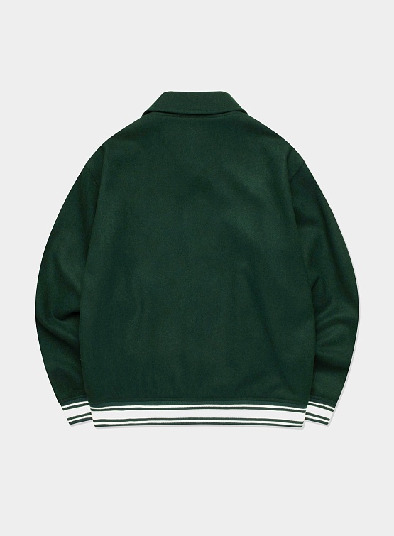 LMC Classic Wool Varsity Jacket Dark Green Lost Management Cities Studio Slow