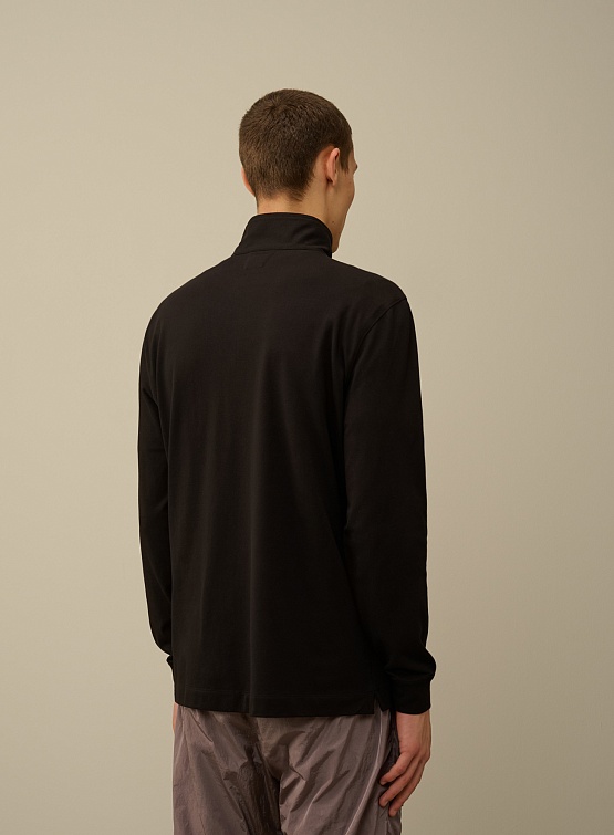 Халф-зип C.P. Company Stretch Piquet Logo Polo Black
