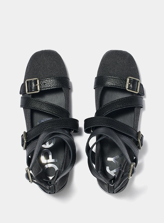 Женские балетки OPEN YY Cross Band Ankle Black