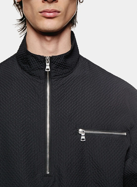 Халф-зип MKI MIYUKI ZOKU Seersucker Quarter Black