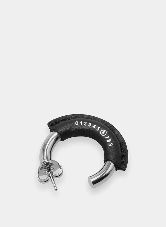 Серьги MM6 Maison Margiela Silver Calfskin Hoop Earrings