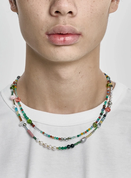 Ожерелье AJOBYAJO Multi Color Beads Layered Teal