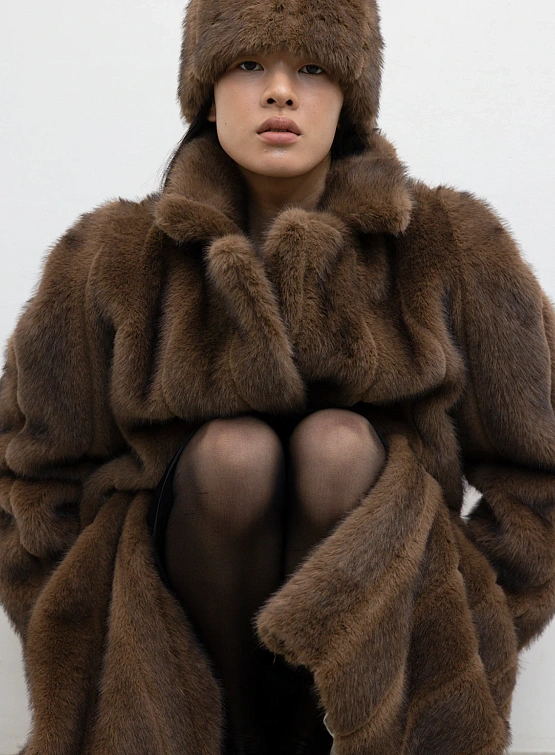 Шапка LE17SEPTEMBRE Mahogany Faux Fur Brown