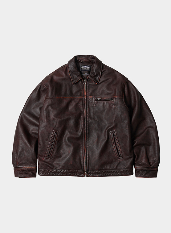 Бомбер FrizmWORKS Destroyed Cowhide Leather Brown