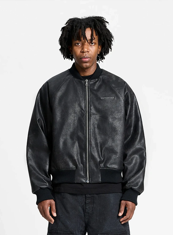 Бомбер RETERNITY Brushed Leather Black