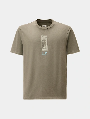 Футболка C.P. Company 24/1 Jersey Front And Back Logo Smoked Pearl