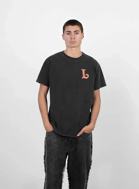 Футболка lorenz El Appliqué T-Shirt Washed Black