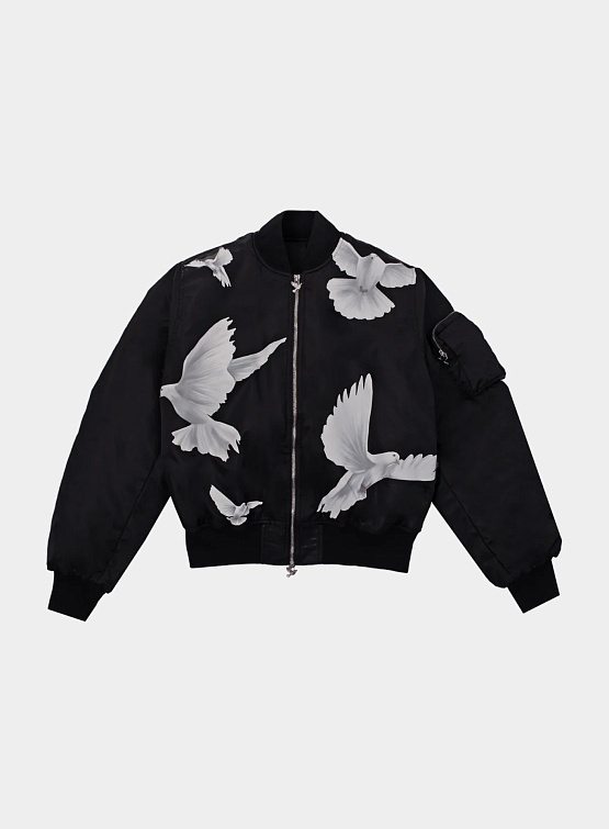 Бомбер 3.PARADIS Freedom Doves MA-1 Jacket Black