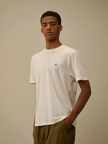 Футболка C.P. Company 30/1 Jersey Logo Patch Gauze White