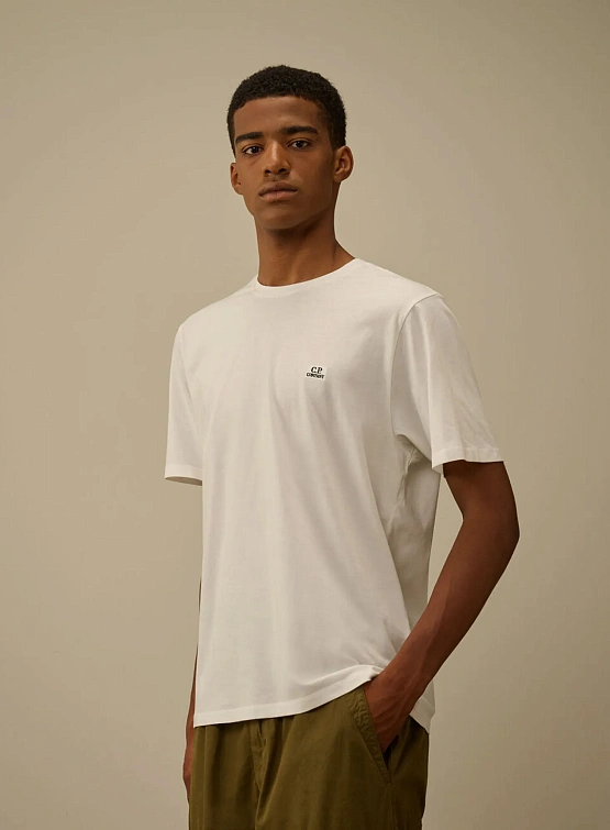 Футболка C.P. Company 30/1 Jersey Logo Patch Gauze White