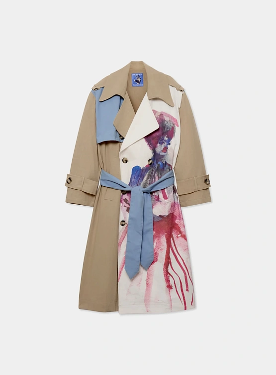 Тренч KidSuper Painted Girl Trench Coat Beige