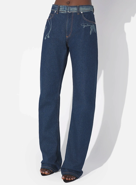 Женские джинсы Jean Paul Gaultier With Trompe L'oeil Vintage Blue