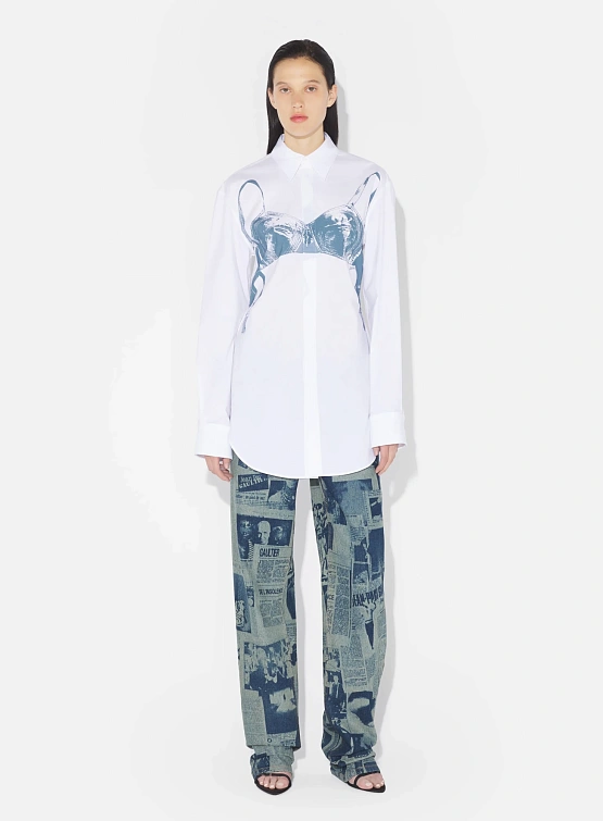 Женская рубашка Jean Paul Gaultier "Scanned Bra" White/Blue Grey