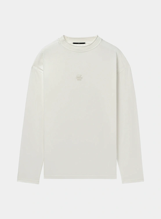 Лонгслив C.P. Company 20/1 Jersey Boxy Logo Gauze White