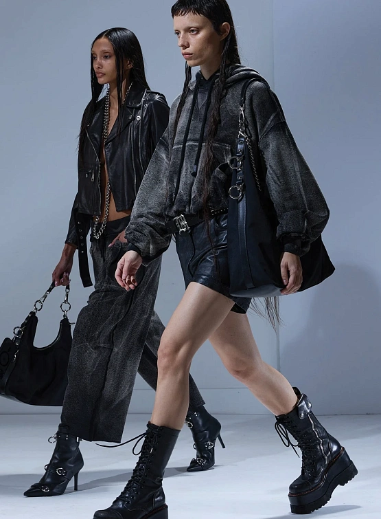 Женское худи R13 Balloon Popover Washed Black