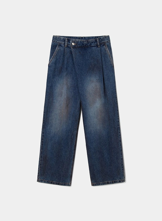 Джинсы JUUN.J Oil-Washed Asymmetrical Denim Blue