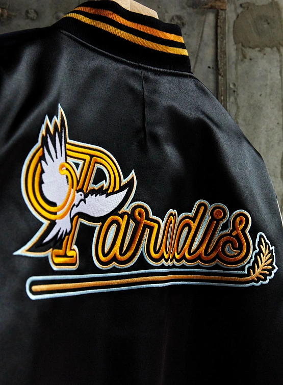 Бомбер 3.PARADIS P Letterman Varsity Jacket Black