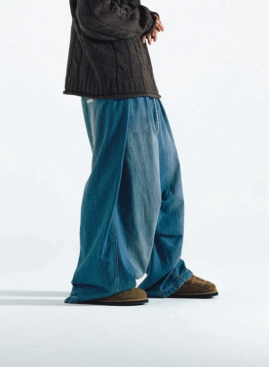 Джинсы ANGLAN Lap Pleated Washed Denim Washed Blue