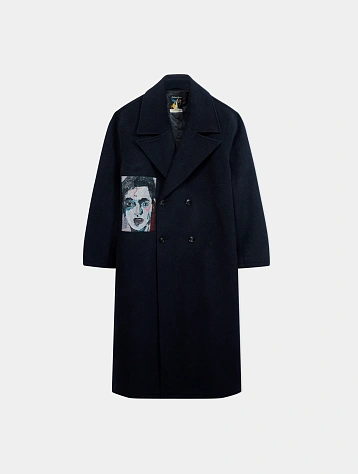 Пальто KidSuper Jaquarded Patches Wool Navy