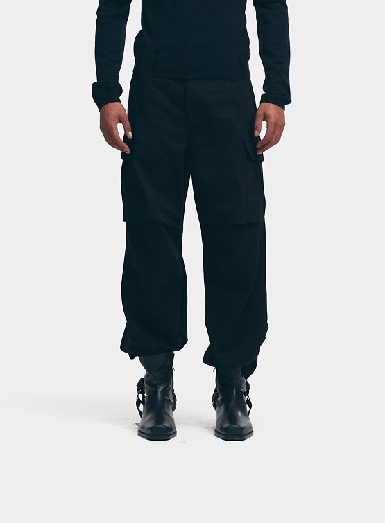 Брюки System Studios Cargo Pocket Wide Pants Black