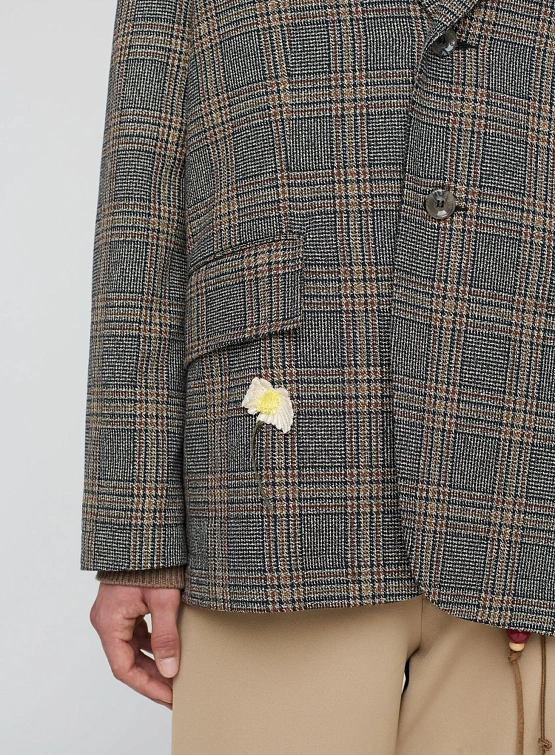 Блейзер Song for the Mute "Flower" Square Melange Twill Check Indigo