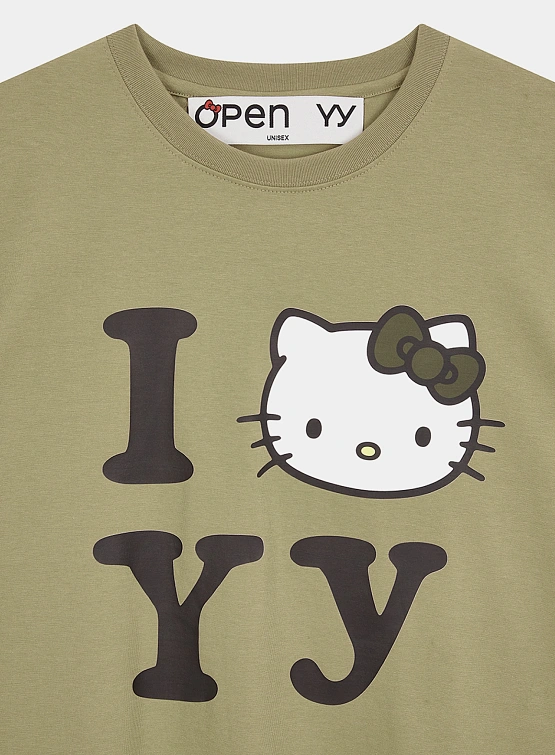 Футболка OPEN YY Kitty x YY T-Shirt Khaki