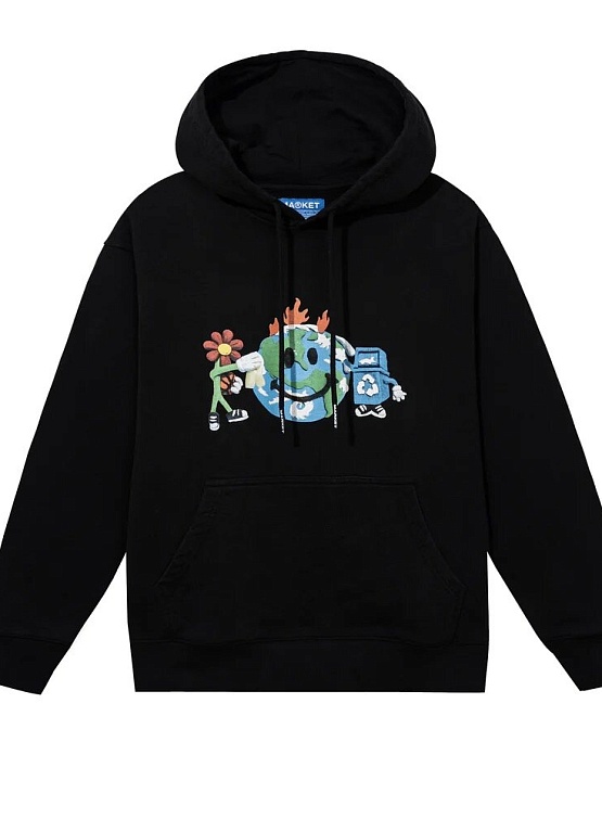 Худи MARKET Smiley Studios Hoodie Washed Black