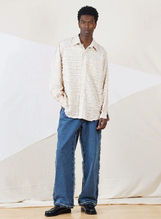 Рубашка lorenz Checked Fringe Shirt Off White