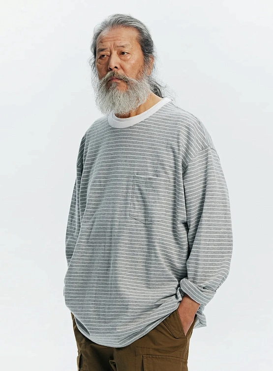 Лонгслив FrizmWORKS Stripe Oversized Relax Gray