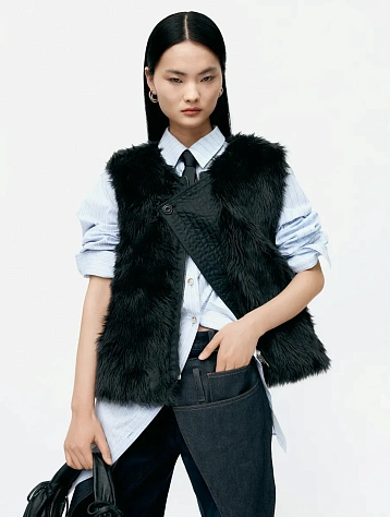 Двусторонний жилет Andersson Bell Curved Placket Faux-Fur Black