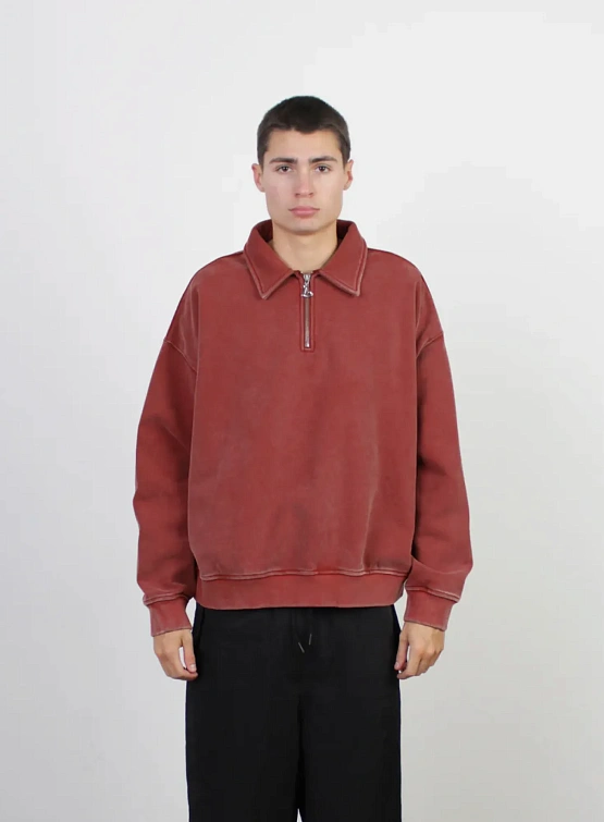 Халф-зип lorenz Checkmate Pullover Washed Red