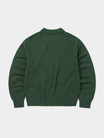 Поло thisisneverthat Velvet Knit Zip Polo Green