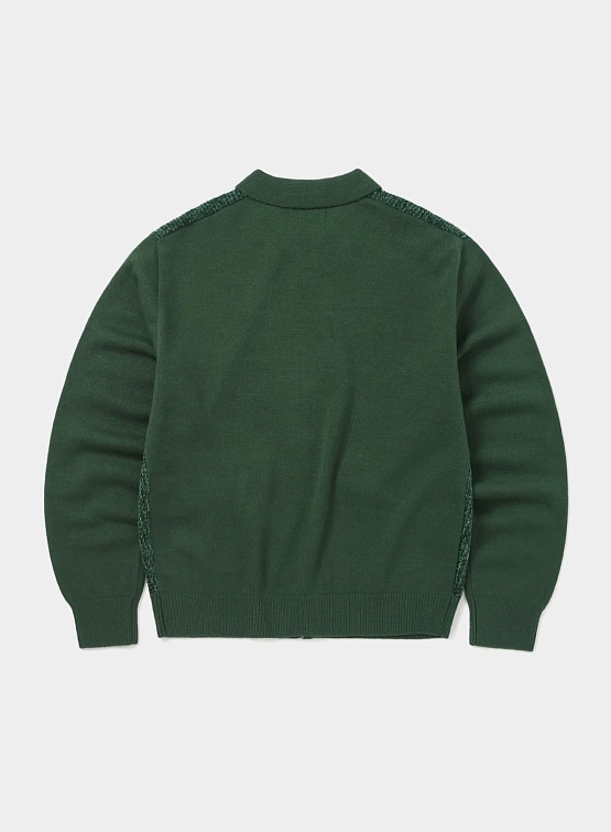 Поло thisisneverthat Velvet Knit Zip Polo Green