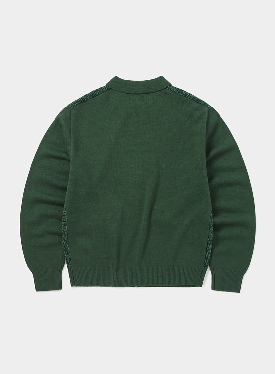 Кардиган thisisneverthat Velvet Knit Zip Polo Green