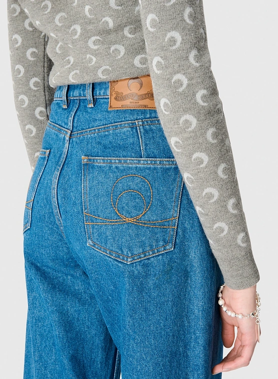 Женские джинсы Marine Serre Moon Laser High-Waist Flare Wash Light Blue