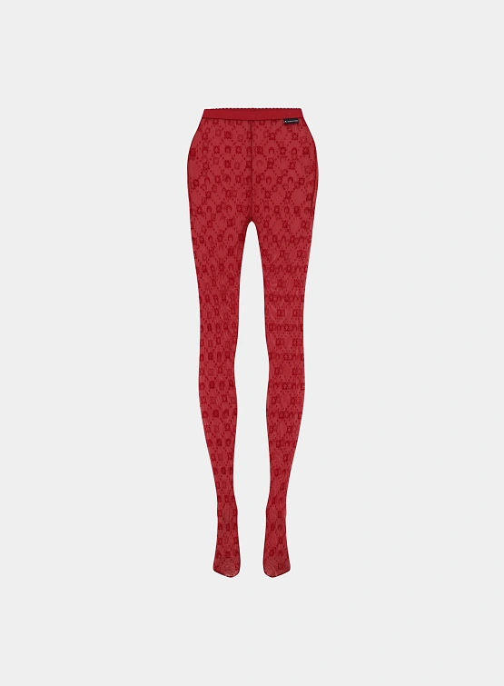 Женские колготки Marine Serre Moonogram Mesh Flock Red