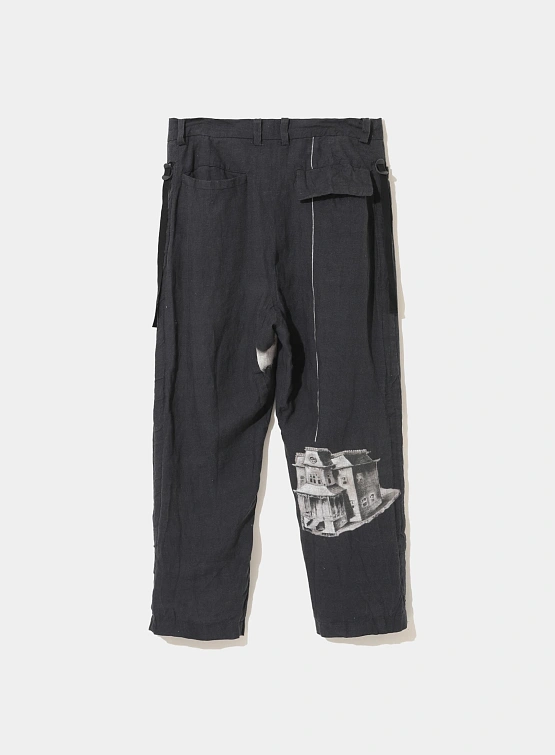 Брюки UNDERCOVER Printed Linen Trousers Black Base