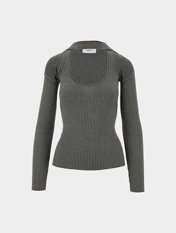 Женский лонгслив Coperni Long Sleeve Cut-Out Knit Gray