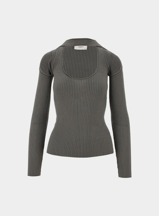 Женский лонгслив Coperni Long Sleeve Cut-Out Knit Gray