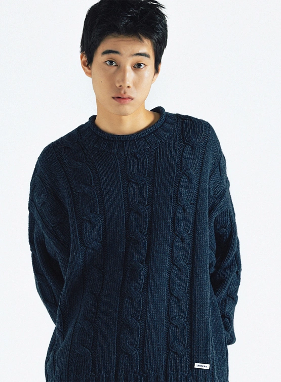 Свитер ANGLAN Wool Blend Oversized Cable Navy