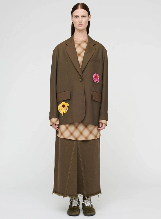 Женский блейзер Song for the Mute "Flower" Square Brown