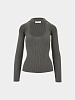 Женский лонгслив Coperni Long Sleeve Cut-Out Knit Gray