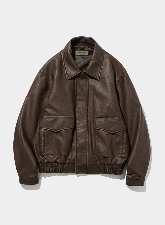 Кожаный бомбер Uniform Bridge Vegan Leather A-2 Jacket Brown